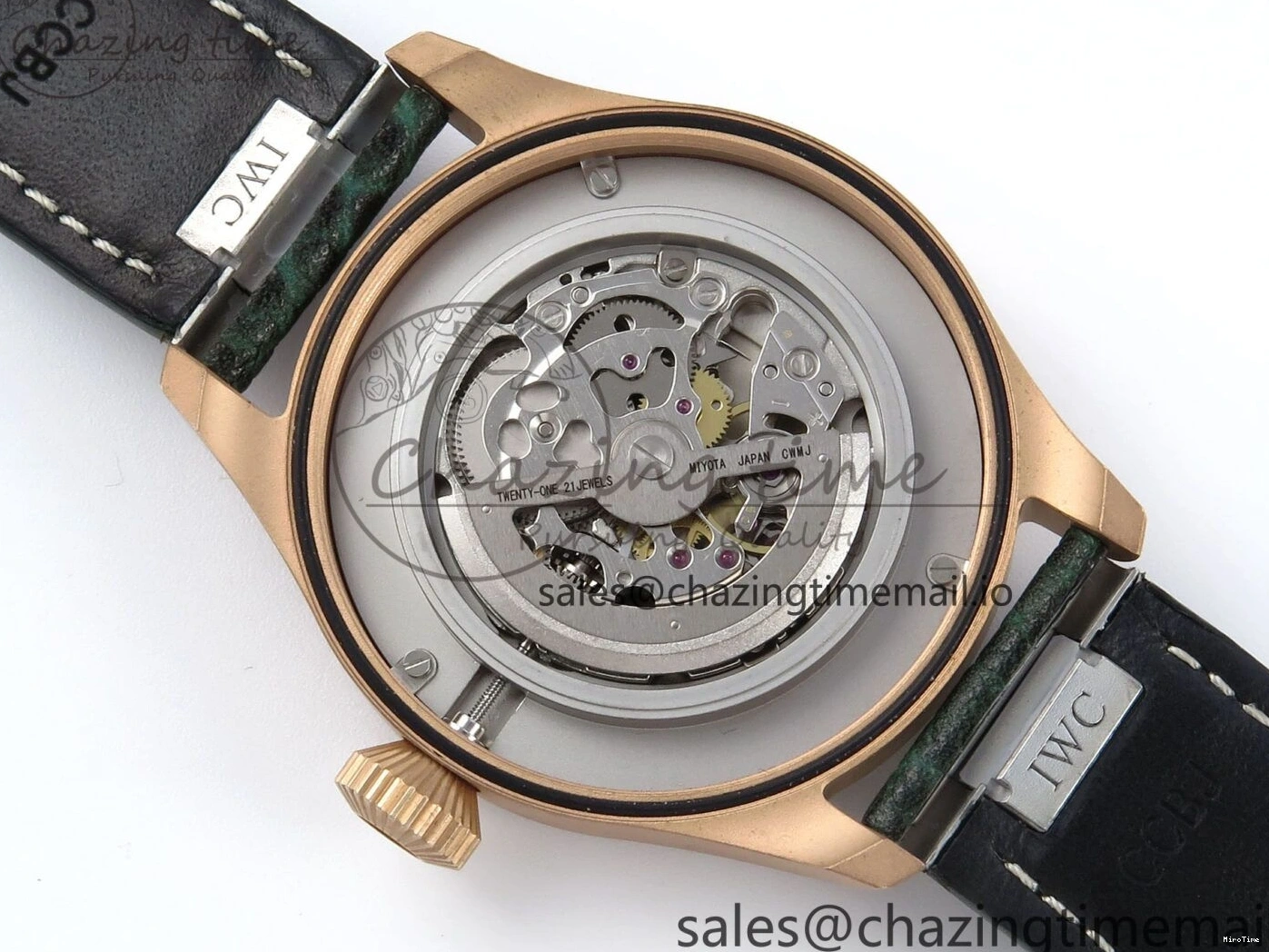 MIROTIME 0505 Durable Big Pilot IW329702 M+F 1:1 Best Edition Green Dial on Green Leather Strap MY 7006